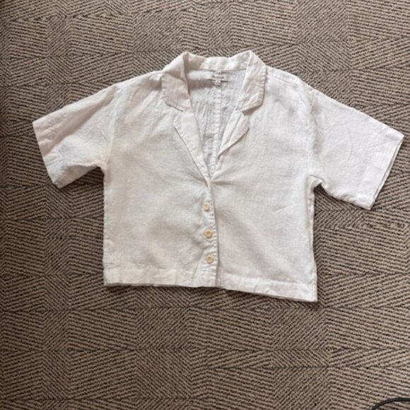 Madewell Linen Crop White Button-Up Size S - Picture 9 of 10